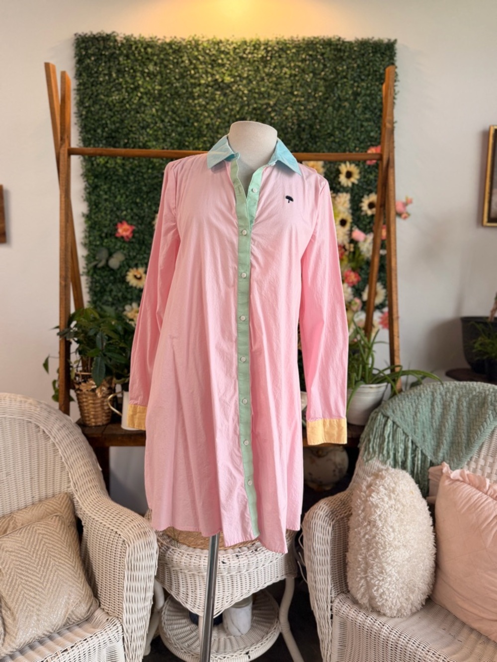 crown & ivy Pink Dress with Mint Trim
